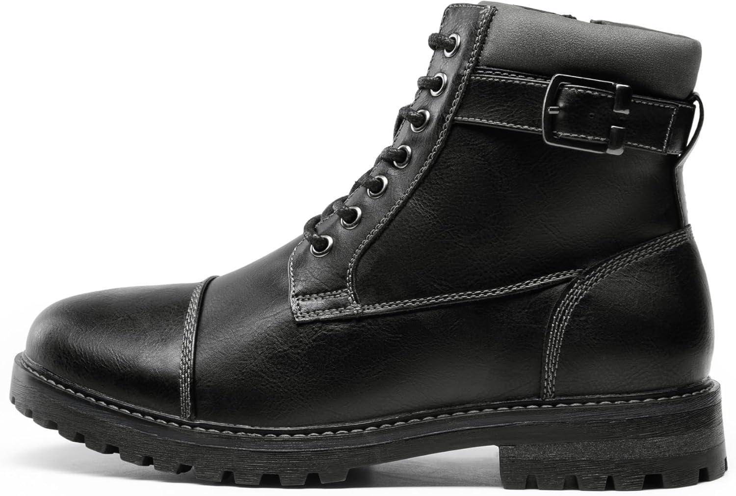 Men's Motorcycle Combat Oxford Boot Fur Lining Warm Zipper Boots - Image 2